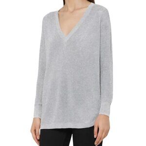 Reiss Estee Metallic V Neck Sweater Silver Size XS